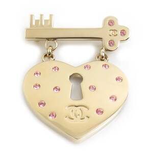 Chanel Heart Lock And Key Brooch Metal #250199C65B